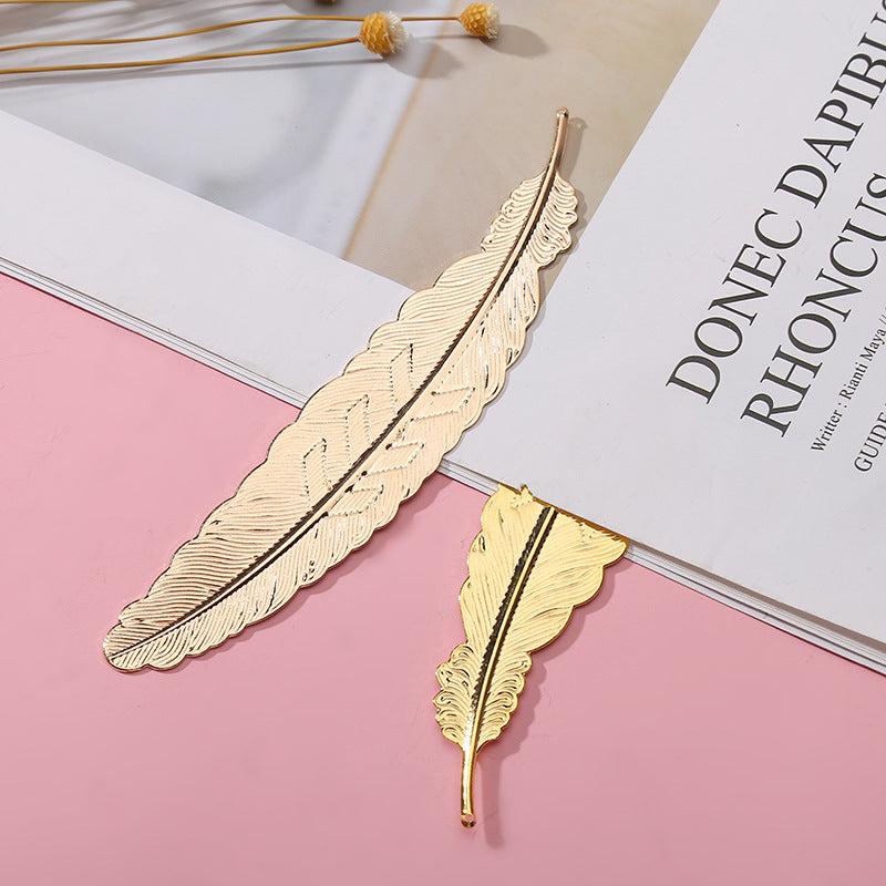 Vintage Feather Bookmark Brass Book Mark Stationery School Office Supplies