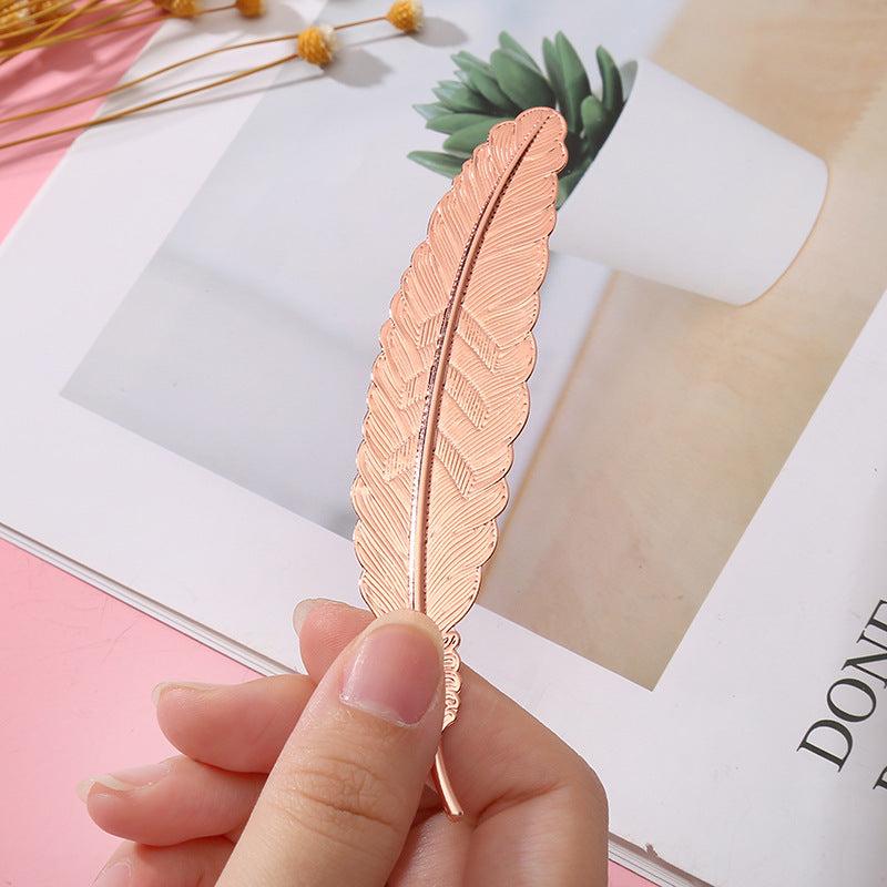 Vintage Feather Bookmark Brass Book Mark Stationery School Office Supplies