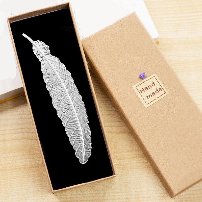 Vintage Feather Bookmark Brass Book Mark Stationery School Office Supplies