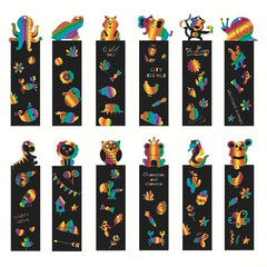 12pcs Animal DIY Bookmarks Scratch Painting Kit
