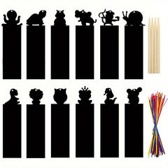 12pcs Animal DIY Bookmarks Scratch Painting Kit