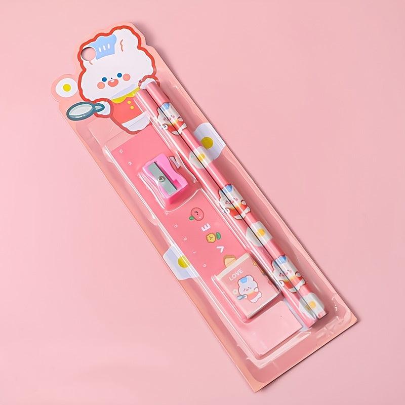 5pcs Student Cartoon Stationery Set Pencil Gift Supplies