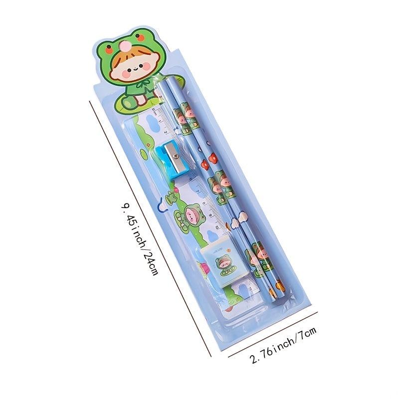 5pcs Student Cartoon Stationery Set Pencil Gift Supplies