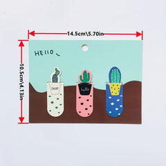 3pcs Cactus Magnetic Bookmarks Books Marker Page Student Stationery