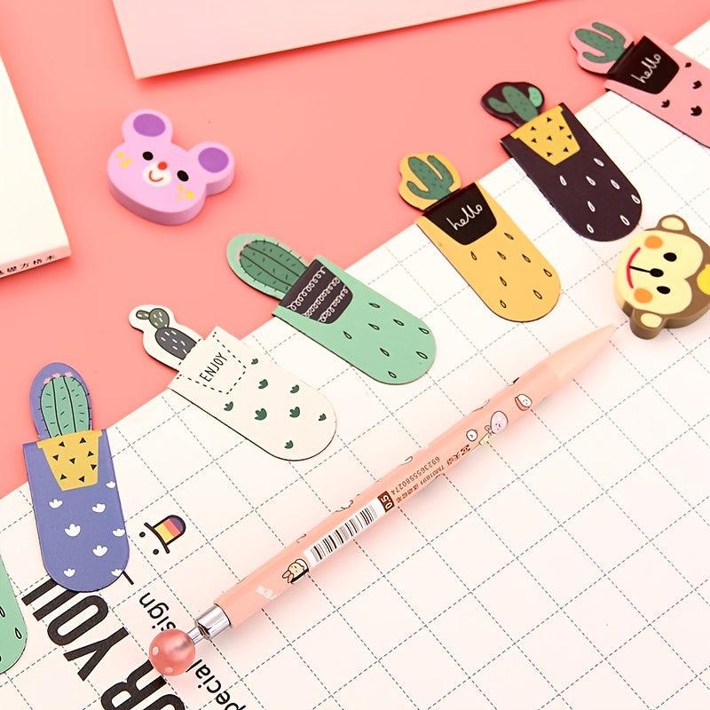 3pcs Cactus Magnetic Bookmarks Books Marker Page Student Stationery