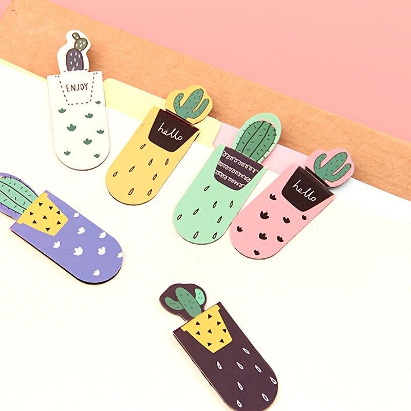 3pcs Cactus Magnetic Bookmarks Books Marker Page Student Stationery