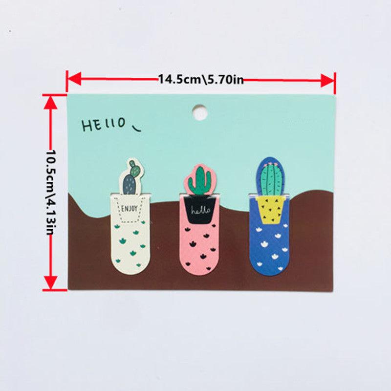 3pcs Cactus Magnetic Bookmarks Books Marker Page Student Stationery