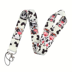 Cartoon Spotted Cow Mobile Phone Lanyard ID Card U Disk Camera Tag Key Chain