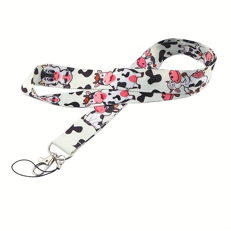 Cartoon Spotted Cow Mobile Phone Lanyard ID Card U Disk Camera Tag Key Chain