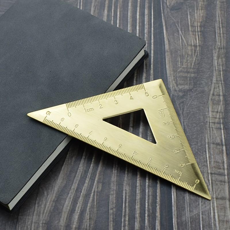 Metal Isosceles Triangle Ruler Brass Geometry Measuring Tool School Supplies