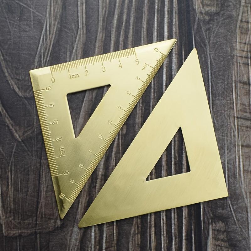 Metal Isosceles Triangle Ruler Brass Geometry Measuring Tool School Supplies