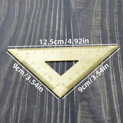 Metal Isosceles Triangle Ruler Brass Geometry Measuring Tool School Supplies