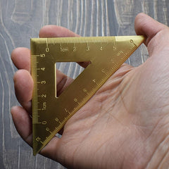 Metal Isosceles Triangle Ruler Brass Geometry Measuring Tool School Supplies