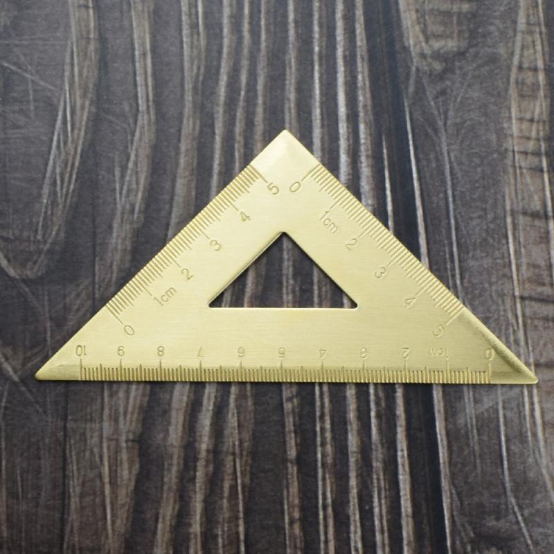 Metal Isosceles Triangle Ruler Brass Geometry Measuring Tool School Supplies