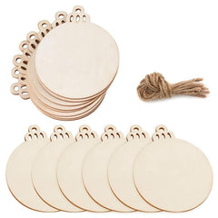 30pcs Round Wooden Discs With Holes 7 Unfinished Natural Wood Slices