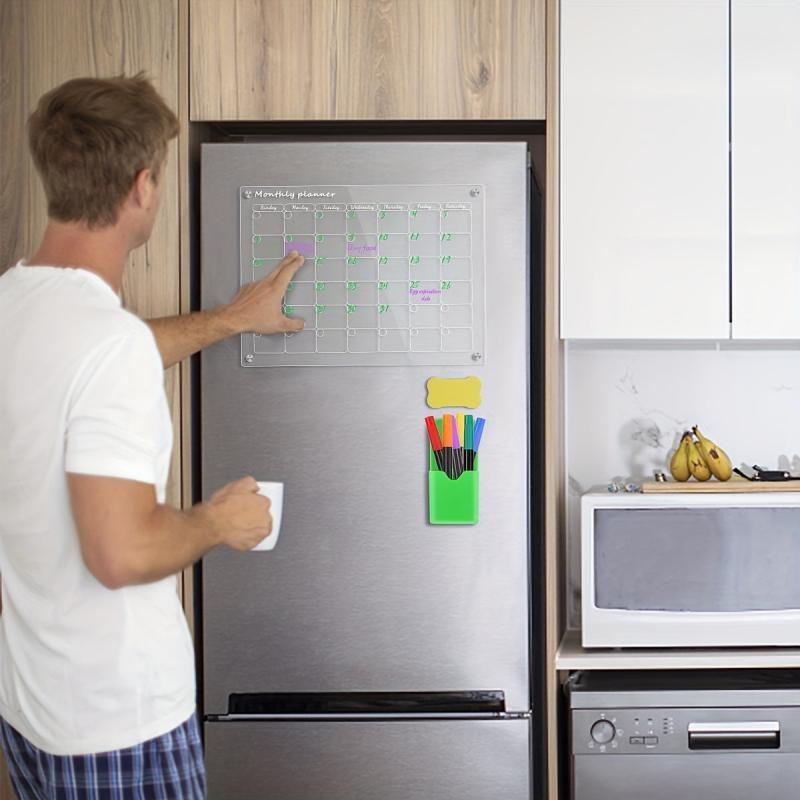 Acrylic Fridge Calendar with Markers, Eraser, Storage Box