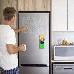 Acrylic Fridge Calendar with Markers, Eraser, Storage Box
