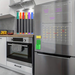 Acrylic Fridge Calendar with Markers, Eraser, Storage Box