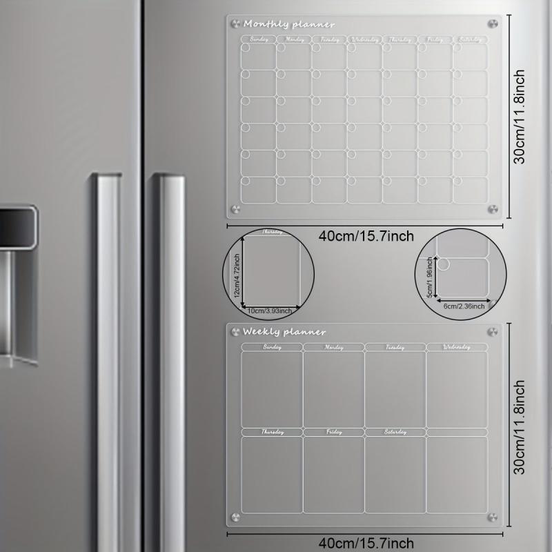 Acrylic Fridge Calendar with Markers, Eraser, Storage Box