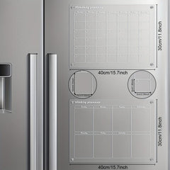 Acrylic Fridge Calendar with Markers, Eraser, Storage Box