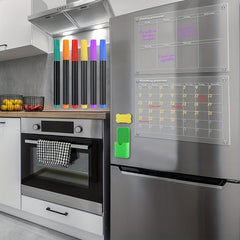Acrylic Fridge Calendar with Markers, Eraser, Storage Box