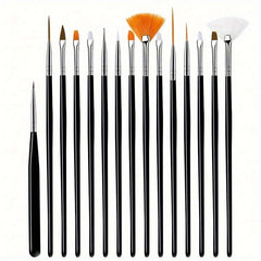 15pcs Fine Detail Paint Brush Set for Acrylic Watercolor Models Nail Art