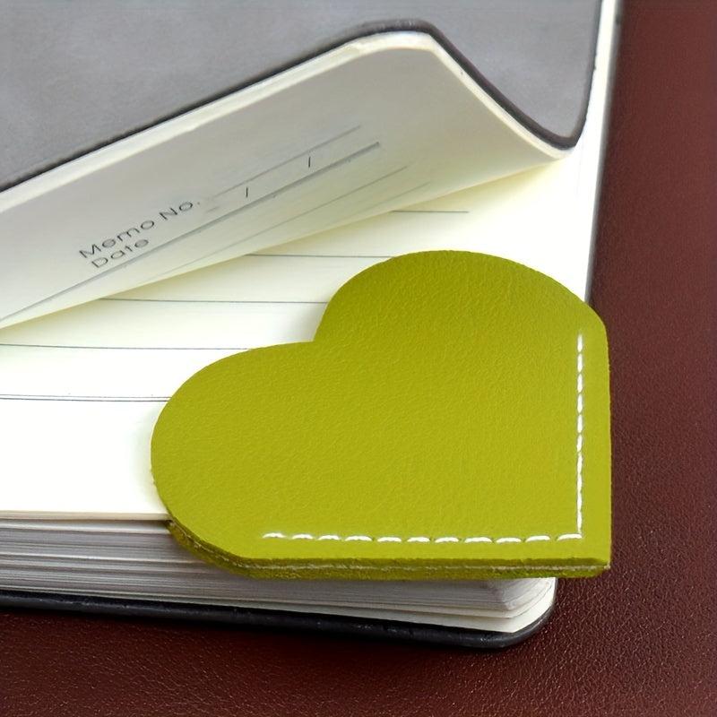 1PC PU Leather Love Heart Bookmark Student Gift