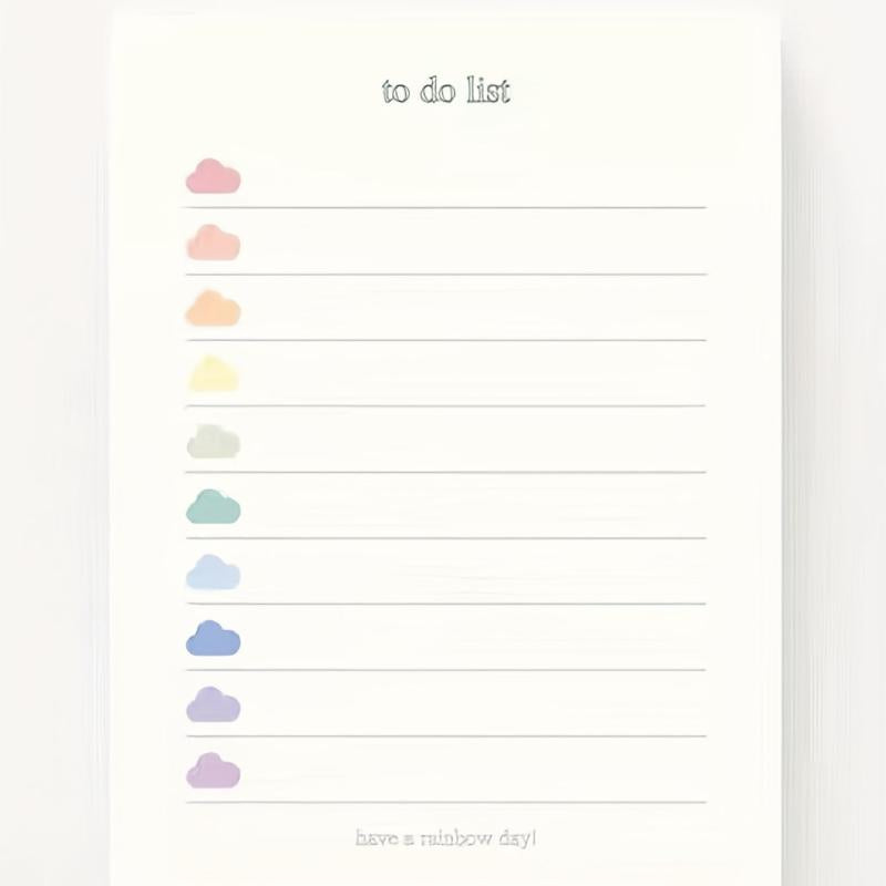 Colorful Clouds To Do List Memo Book - 50 Sheets