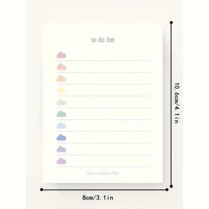 Colorful Clouds To Do List Memo Book - 50 Sheets