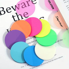 100pcs Transparent Neon Sticky Tabs Circle Translucent