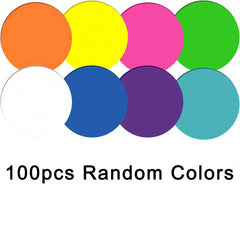 100pcs Transparent Neon Sticky Tabs Circle Translucent