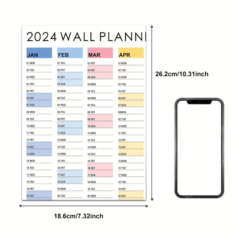 1pc Wall Planner Calendar Full Year View January-December Home Office School