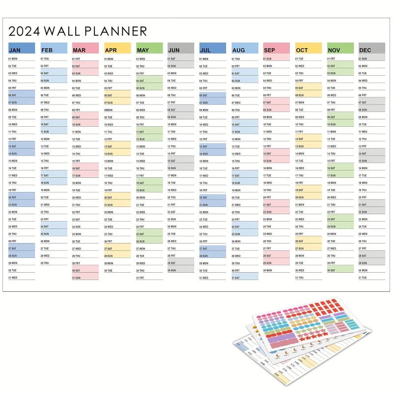 1pc Wall Planner Calendar Full Year View January-December Home Office School