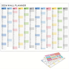 1pc Wall Planner Calendar Full Year View January-December Home Office School