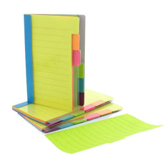 Divider Sticky Notes Tabbed Self Stick Lined Note Pad Assorted Neon Colors