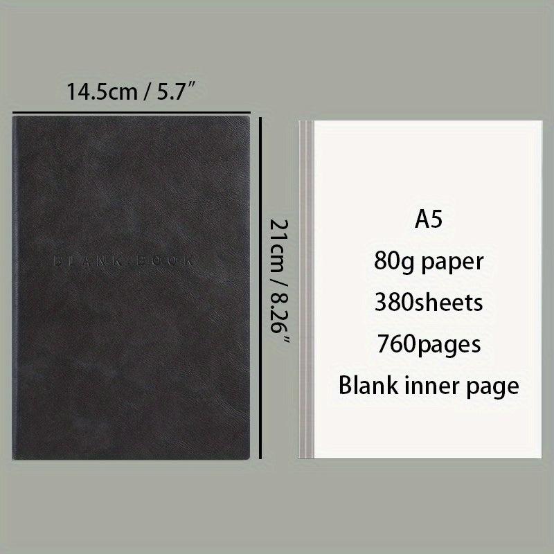A5 Blank Inner Page Notebook with Soft Leather Cover