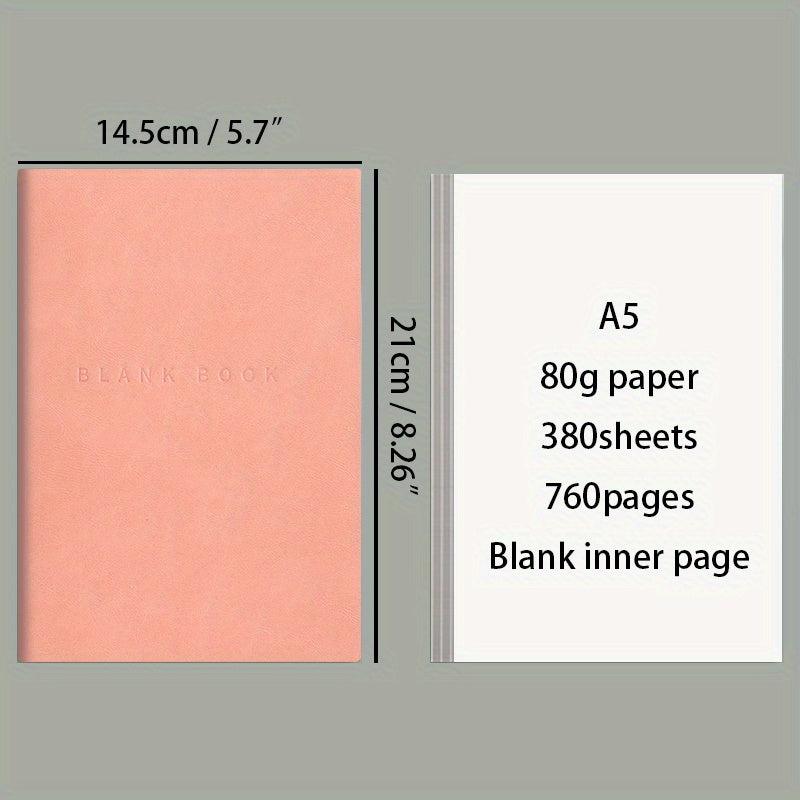 A5 Blank Inner Page Notebook with Soft Leather Cover