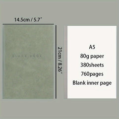 A5 Blank Inner Page Notebook with Soft Leather Cover