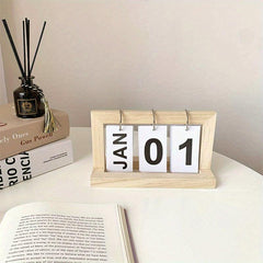 Wooden Page Turning Calendar for Stylish Desk