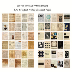 200 Sheets Vintage Scrapbook Paper Junk Journal Supplies