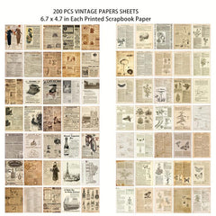 200 Sheets Vintage Scrapbook Paper Junk Journal Supplies