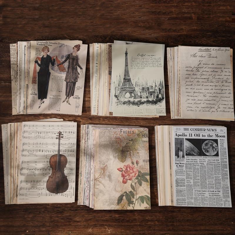200 Sheets Vintage Scrapbook Paper Junk Journal Supplies