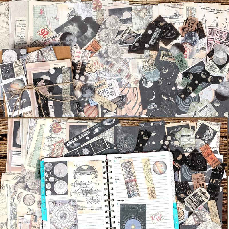 200pc Vintage Scrapbook Supplies Pack For DIY Planners Art Journaling
