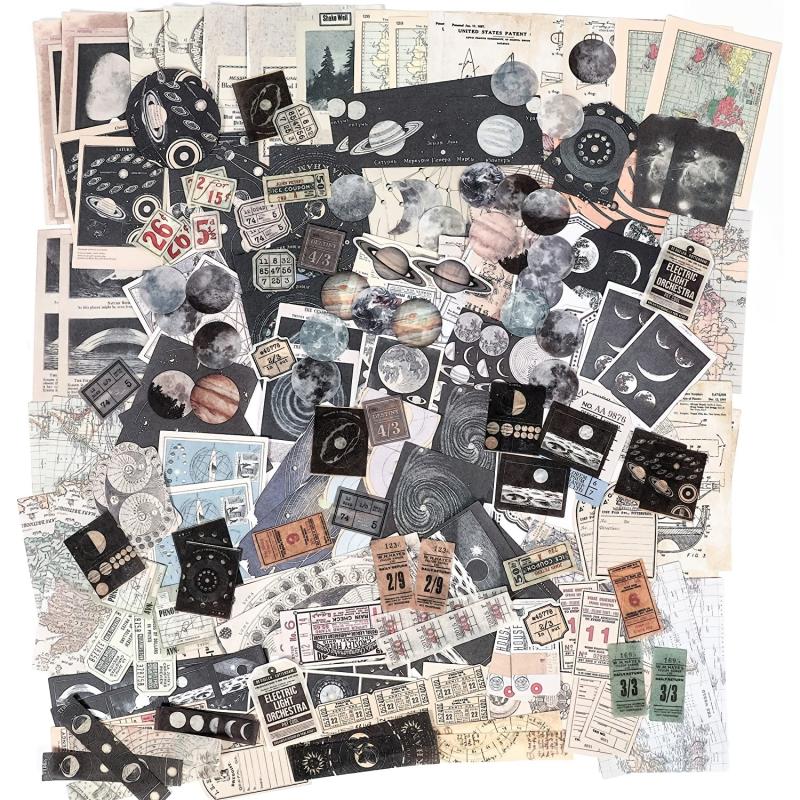 200pc Vintage Scrapbook Supplies Pack For DIY Planners Art Journaling