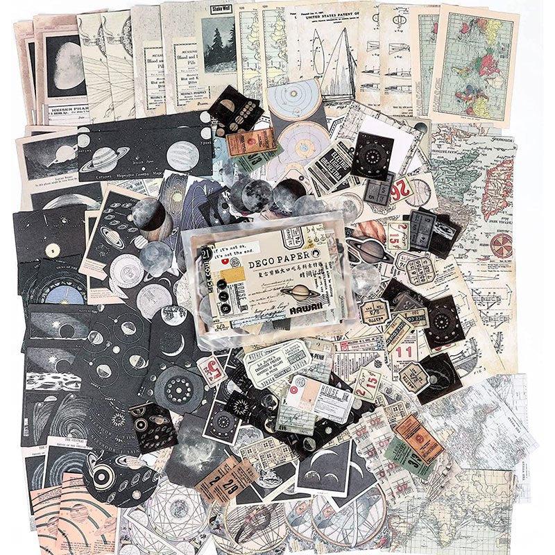 200pc Vintage Scrapbook Supplies Pack For DIY Planners Art Journaling