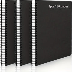 3pcs Spiral Lined A5 Notebook 60 Pages Hardcover Journal Notepad