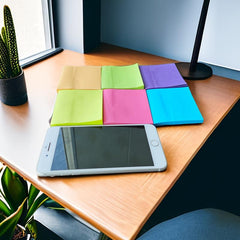 6 Packs Sticky Notes Bright Colors Self Stick 50 Sheets/pad
