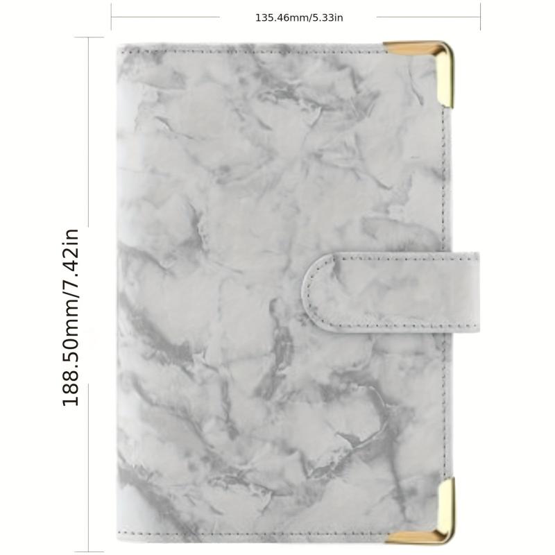 Marble PU Leather A6 Budget Book with Floral Clip
