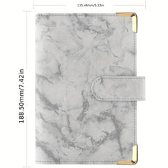 Marble PU Leather A6 Budget Book with Floral Clip