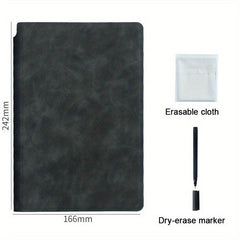 Portable A5 Whiteboard Notebook Weekly Planner Leather Memo Pen & Cloth